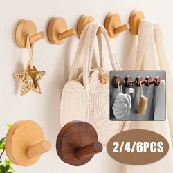 New Beech Walnut Wood Hook Wall Mounted Coat Entrance Clothes Hat Skirt Taper Punch Home Hotel Bathroom Decoration Robe Hanger