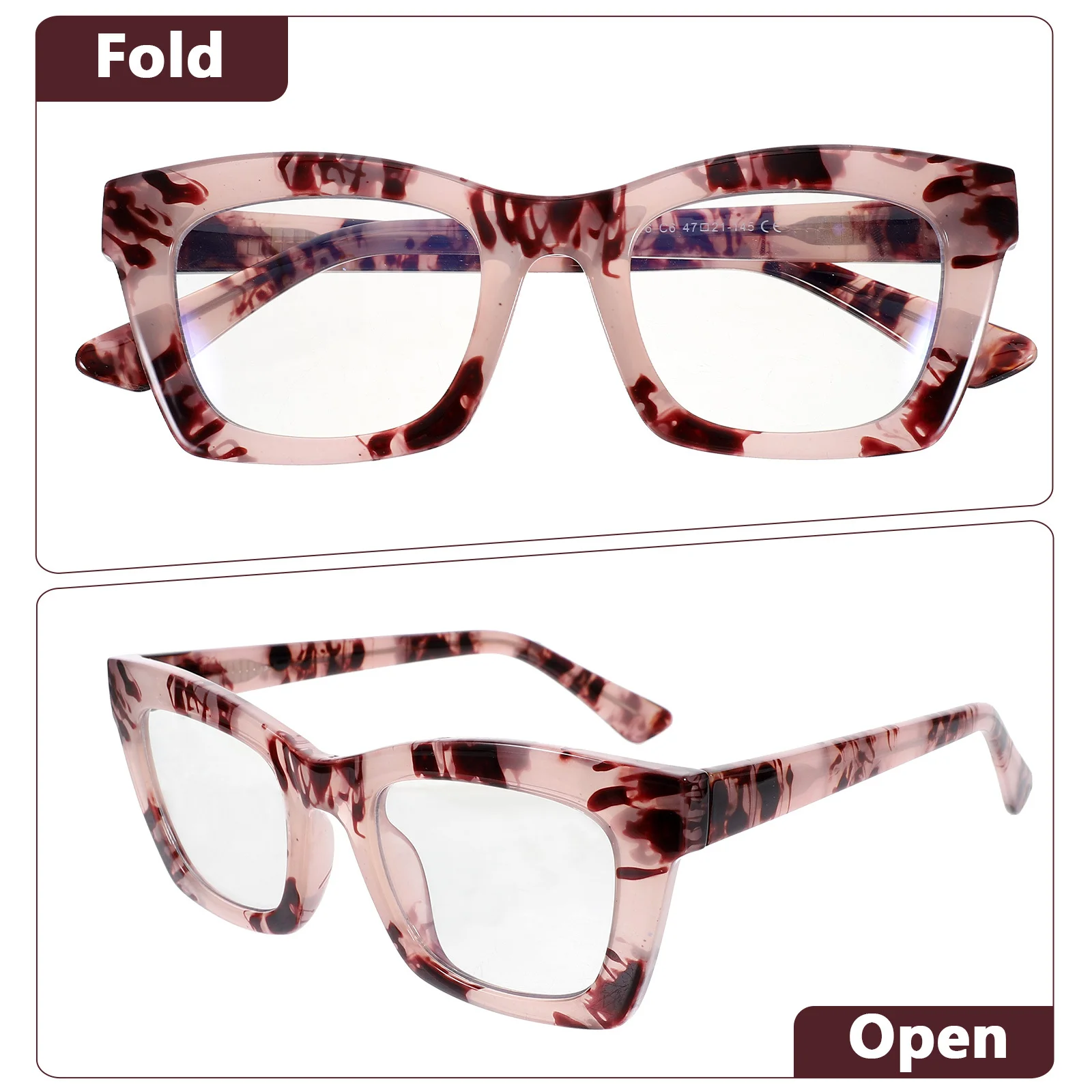 

2Pcs Eyeglasses Frame Decorative Retro Glasses Lightweight Plastic Optical Glasses Unisex Vintage Style for Daily Use