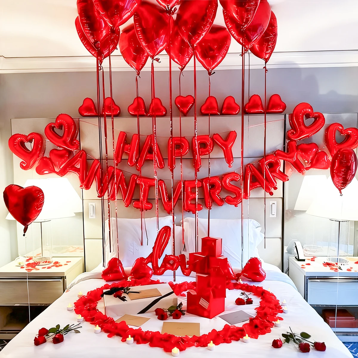 مجموعة هدايا الذكرى السنوية مكونة من 28 قطعة، مناسبة للذكرى السنوية وعيد الحب وأعياد الميلاد