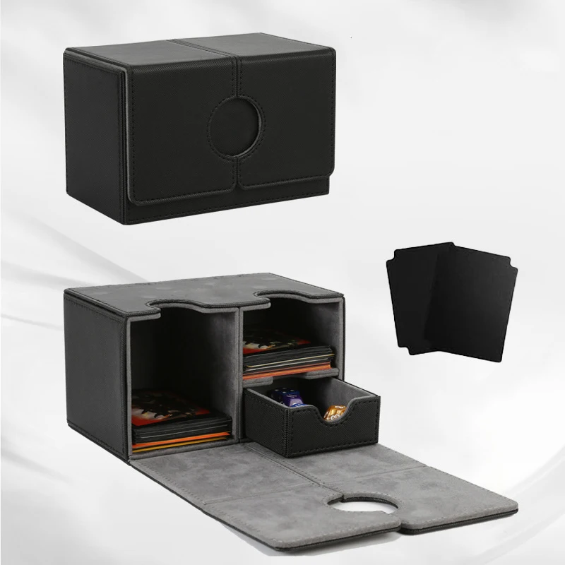 Boîte de jeu de cartes avec plateau à dés pour cartes MTG, plus de 160 cartes, boîte de rangement pour cartes, convient pour TCG CCG, étui en cuir PU à aimant puissant pour cartes de collection