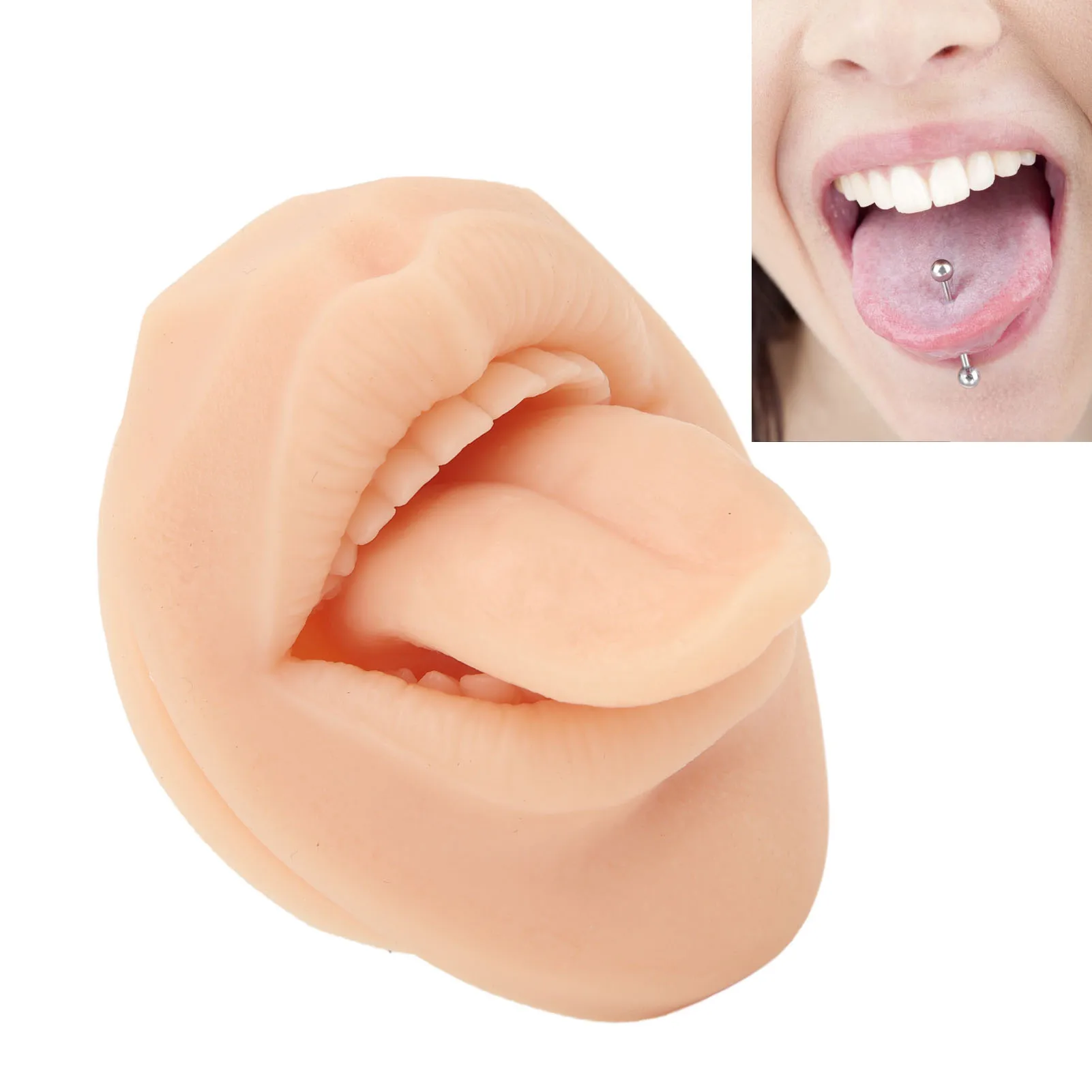 3D Silicone Tongue Mouth Model 3D Simulation Soft Flexible Reusable Piercing Practice Body Parts