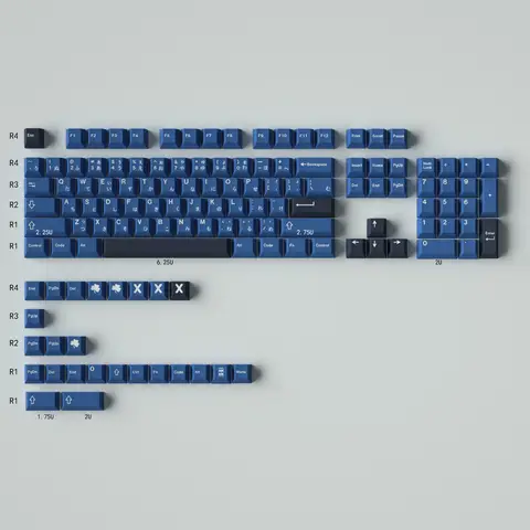 129 tasti GMK Striker R1 Set di copritasti blu giapponese PBT DYE-SUB copritasti con profilo in ciliegio per copritasti tastiera meccanica 64/87