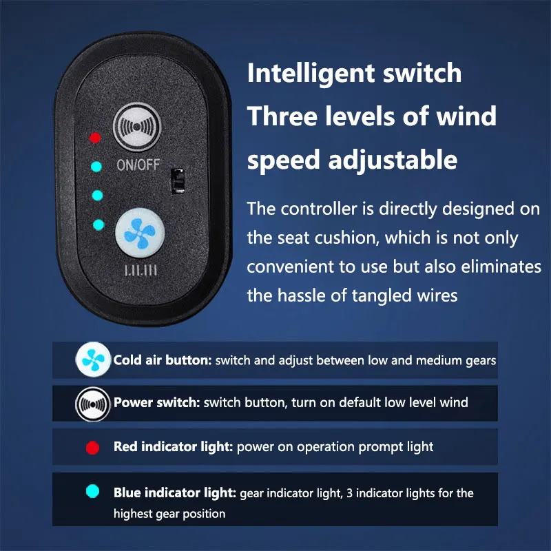 1PCS12V Car Ventilation Seat Cushion Breathable Massage Seat Backrest With 16 Fans Cooling Seat Pad Automotive Interior