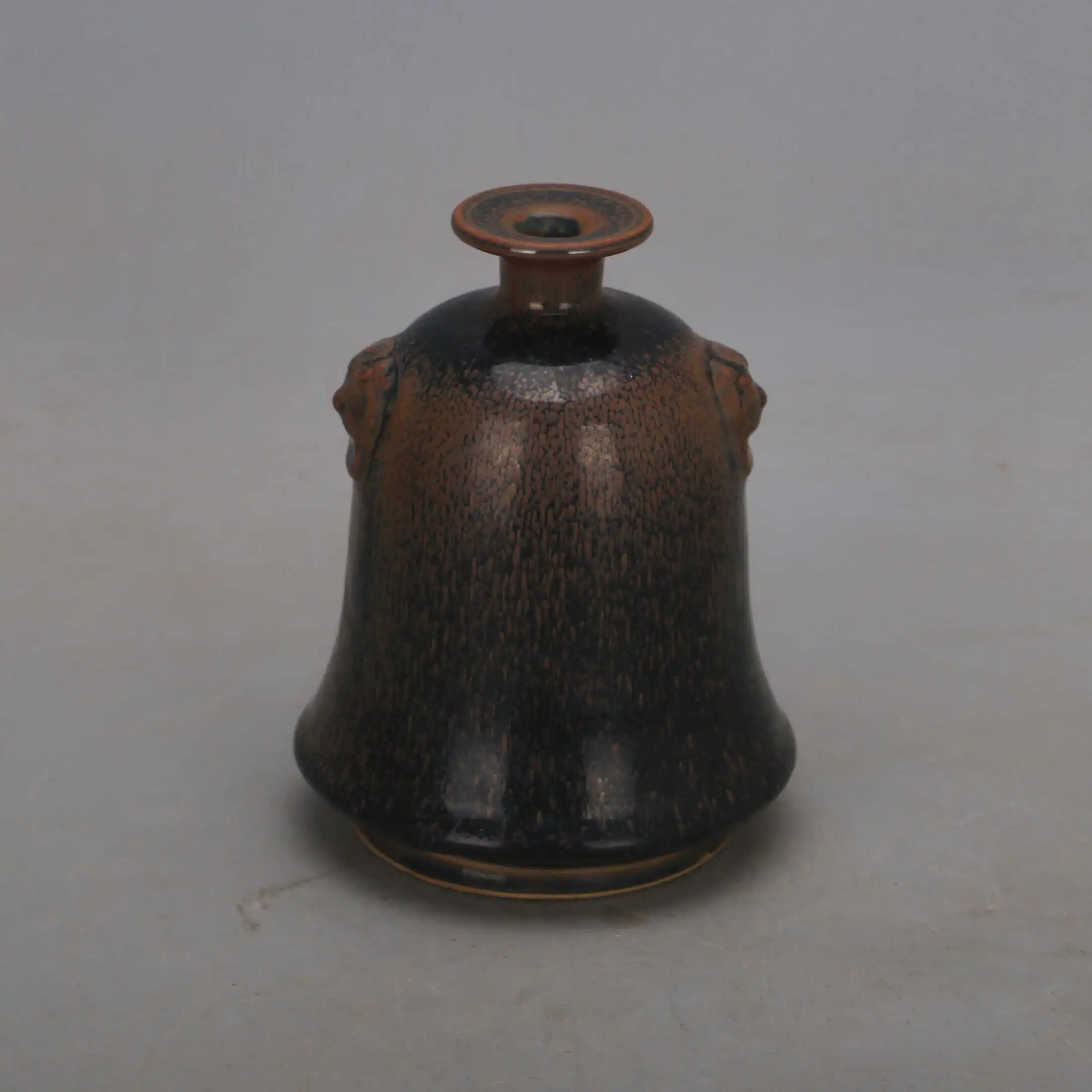 Chinese Song Dynasty Jian Kiln Hare Fur Glaze Double Ear Vase Antique Style Porcelain Home Decor
