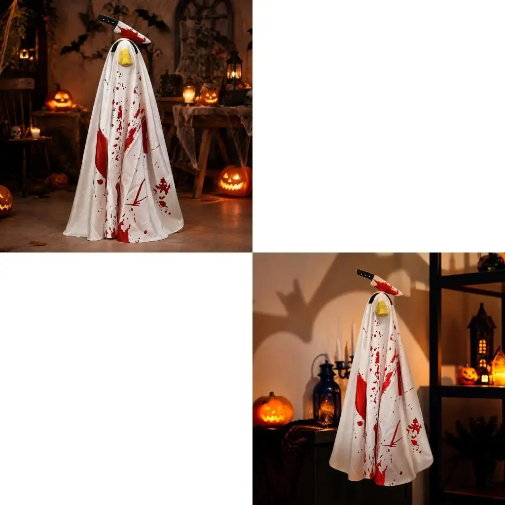 39BD White Print Lawn Bird Statue Cover for Halloween, Polyester Costume Wrap Sized for About 23 Inch Yard Decor Figure on Porch