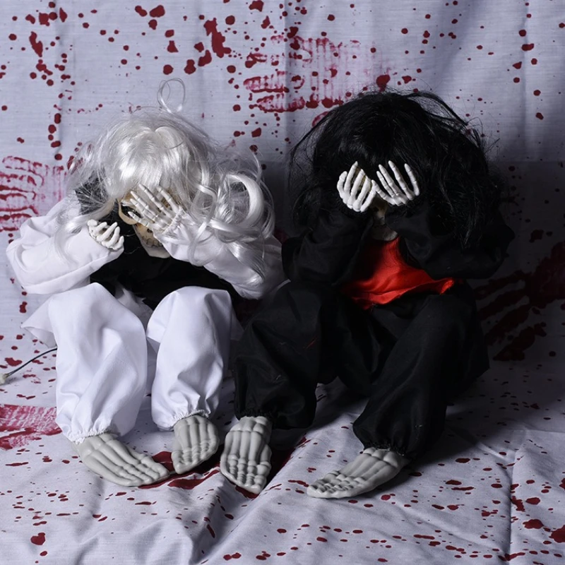 Crying Ghost Halloween Decoration Haunted House Props Bar Trick Props Chamber Madhouse Will Vibrate Female Ghost for Halloween