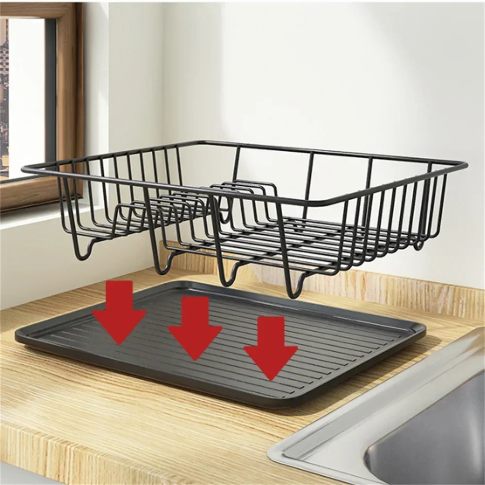 Kitchen Saver 1 Holder, Counter Spout Drainer 2-tier Metal Swivel Space Drainboard, 360° Dish With Utensil Rack Drying