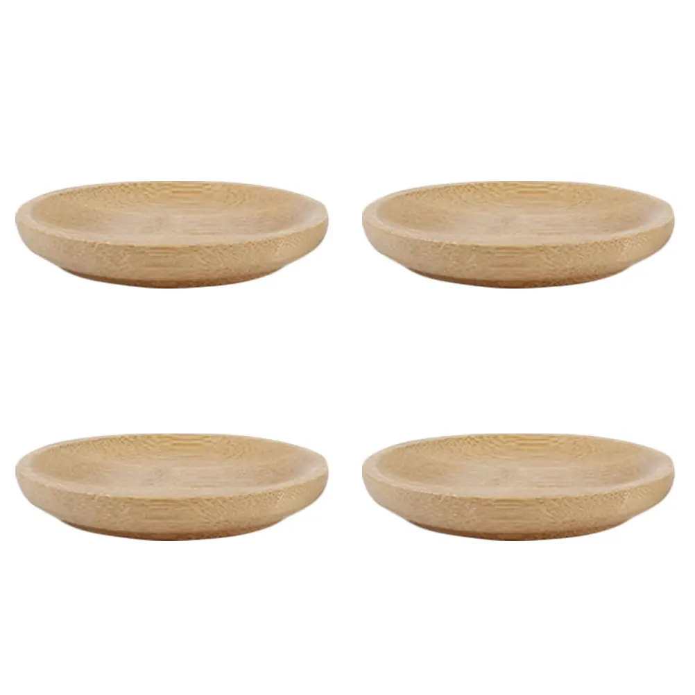

4Pcs Bamboo Small Plates 7.5x7.5cm Sauce Dishes Snack Serving Bowls Dipping Mini Condiments Japanese Style Dinner