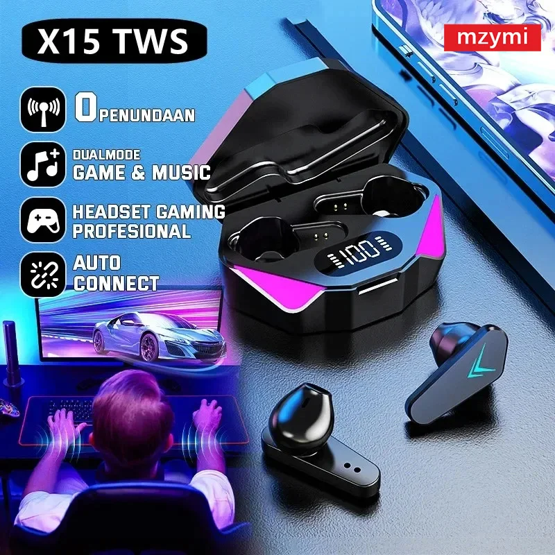 

mzymi X15 TWS Wireless Earbuds InEar Bluetooth5.3 Low Latency Gaming Earphones Sports Waterproof Headet For XIAOMI