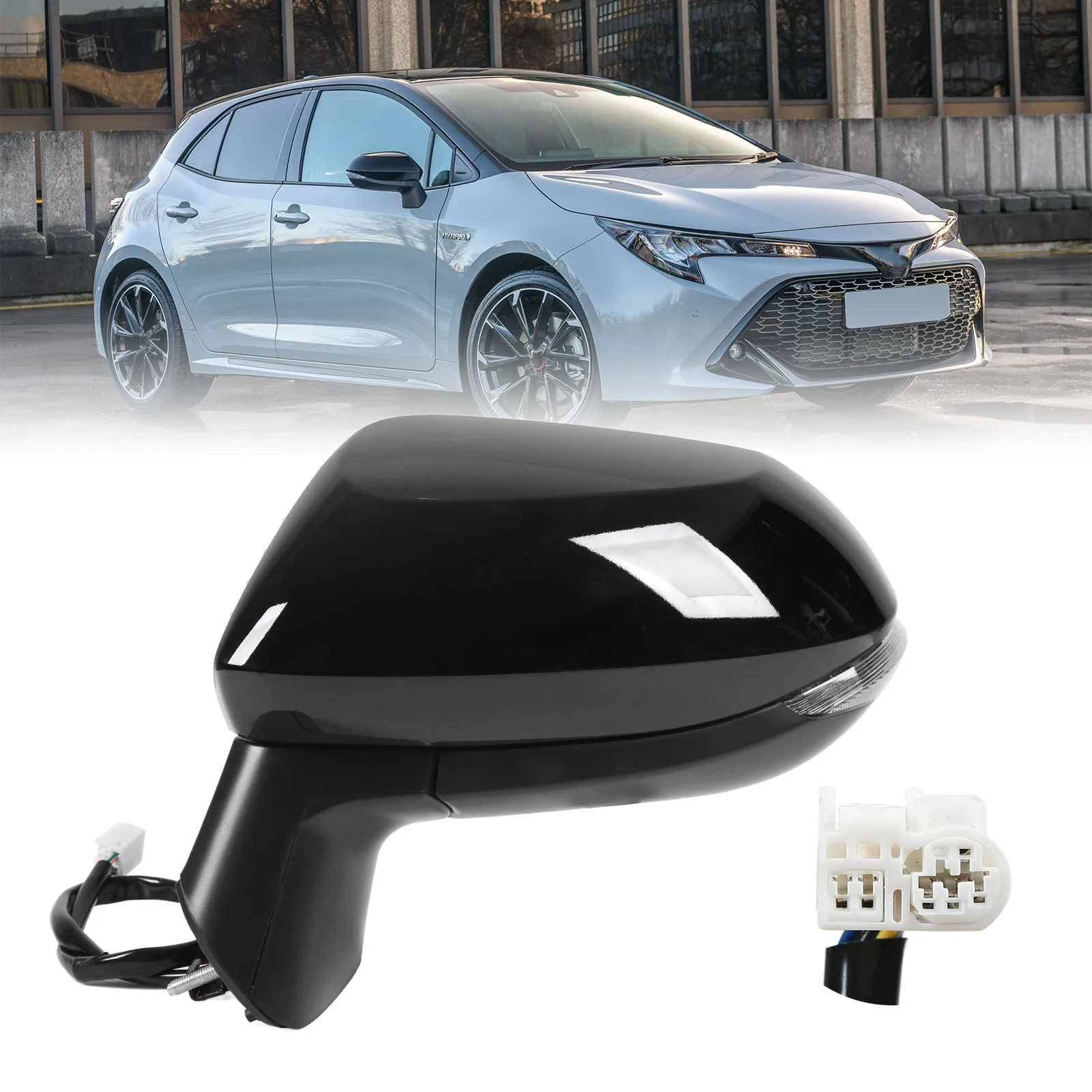 

Folding Exterior Door Mirror Gloss Black Power Heated Side Mirror With Turn Signal Replacement for E210 2020‑2022