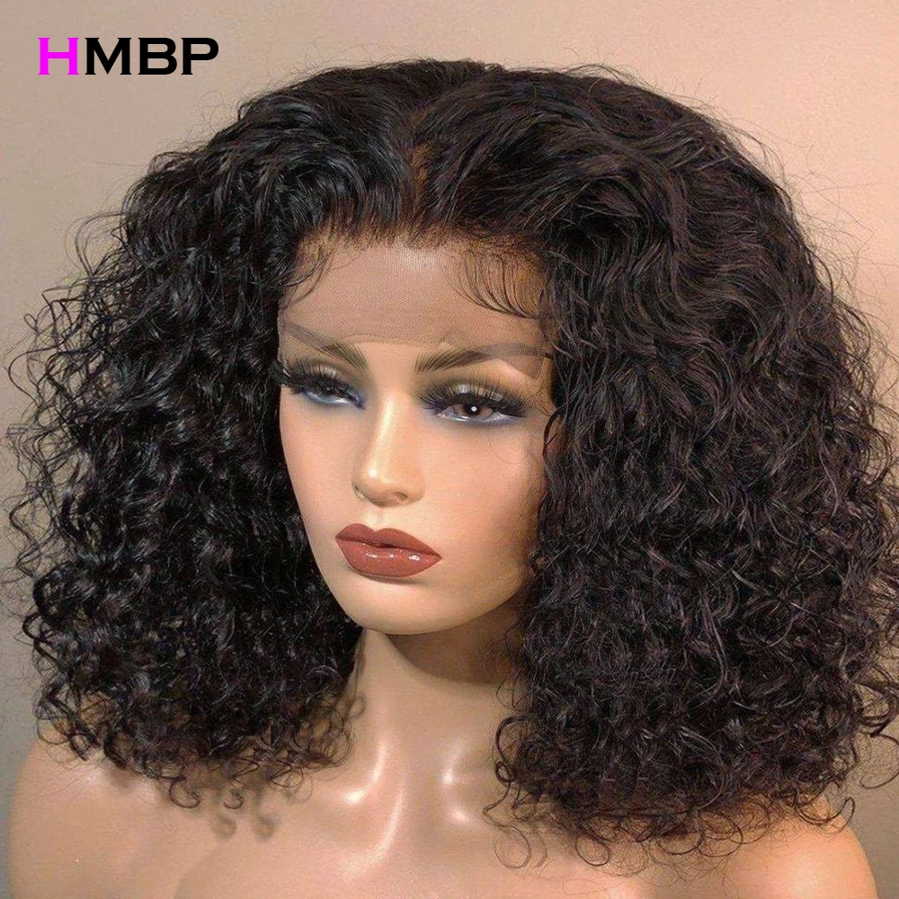 

Water Wave Short Bob 350 Density Super Double Drawn Curly Human Hair 13x6 HD Lace Frontal Wigs Pre Plucked Human Hair For Woman