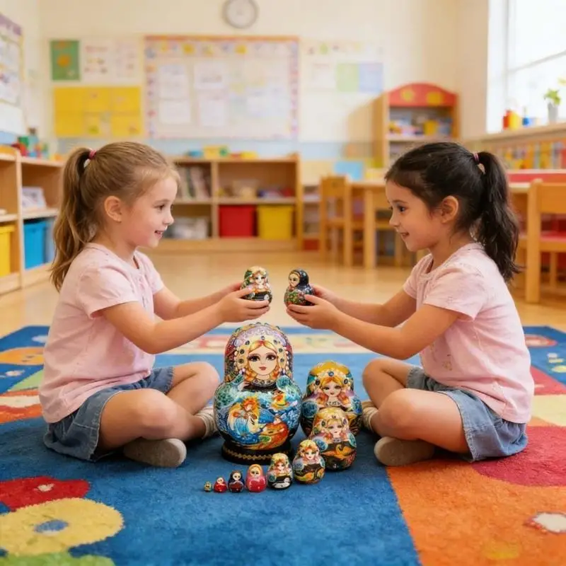 Princesa 10 capas, muñecas rusas pintadas a mano, juguete apilable educativo madera para niños, diversión artística y