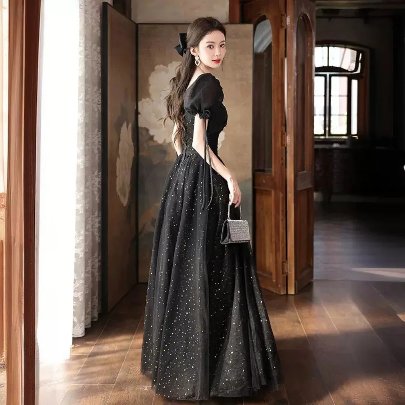 French Evening Dress for Women 2026 Black High-end, Niche Graduation Ceremony, Coming of Age, Dinner Dress, Customized for Women
