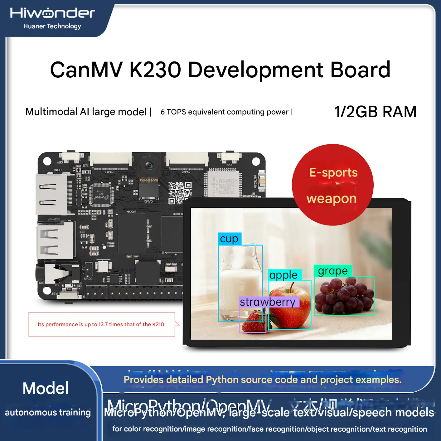 CanMV K230 AI Development Board Camera 6T Equivalent Computing Power Large Model Visual Module K210 Sensor