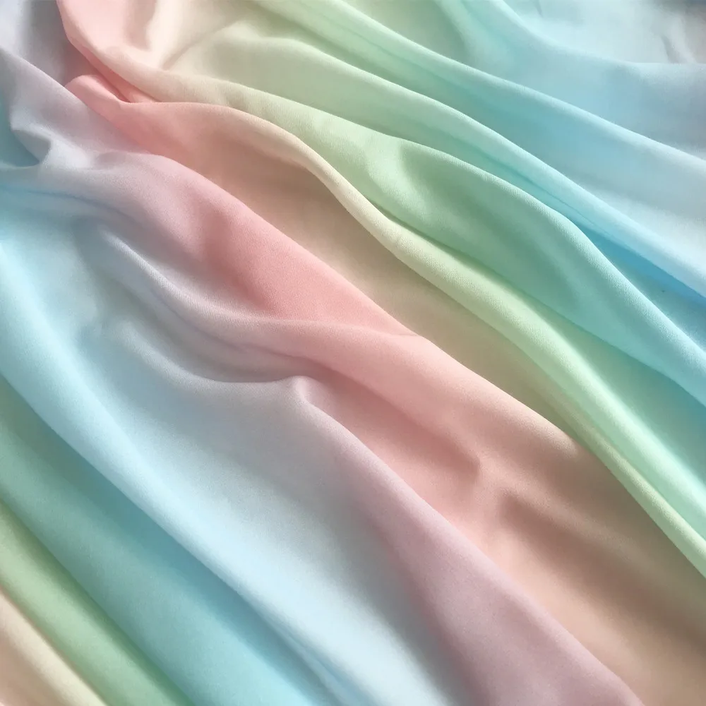 20yards Rainbow Candy Colors Printed Colorful Gradient Chiffon Fabrics, For Shirt Pants Fabric, Fabric Clothing Supplies