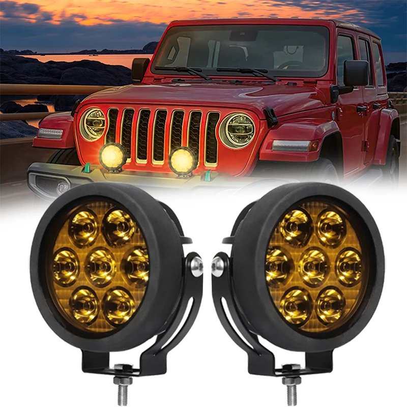 4.5 Inch 90W LED Fog Lights Round Offroad Work Light 3535 LED Combo Beam Driving Light for Jeep Wrangler Truck SUV ATV UTV