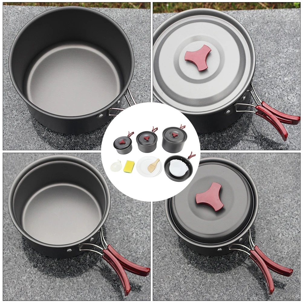 

Folding Camping Cookware Set Portable Outdoor Cooking Pots Eco friendly Backpacking Hiking Picnic Equipment Food Grade Safety
