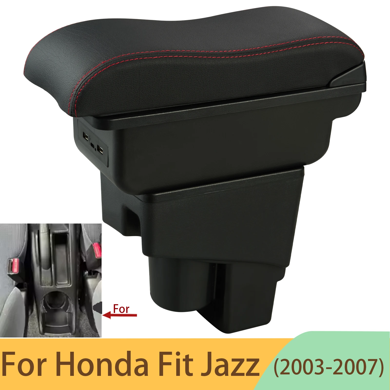 For Honda Jazz Armrest Box For Honda Fit Jazz 1 Car Armrest 2003-2007 Arm Storage Box Car Accessories 2003 2004 2005 2006 2007