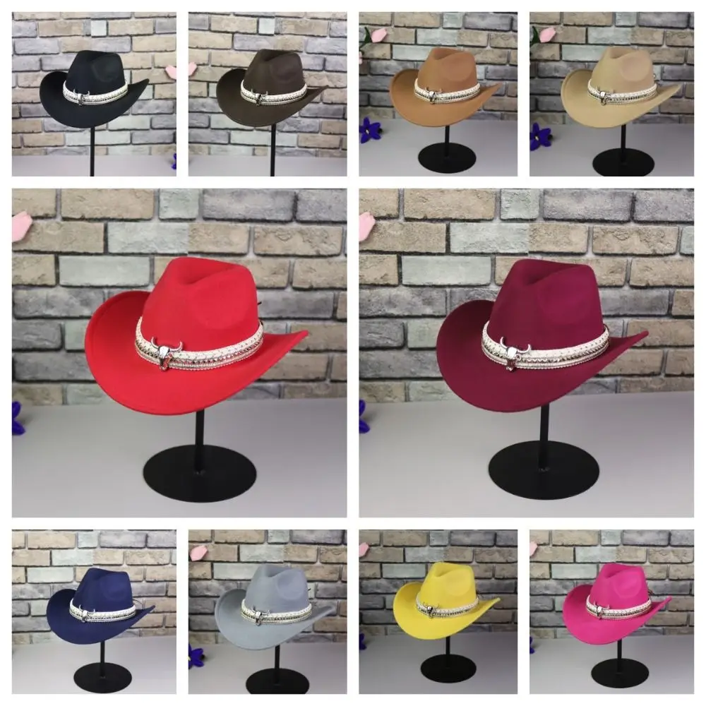 Gorra de vaquero occidental de ala ancha, sombrero de caballero con protección solar transpirable de lana, sombrero tibetano ligero de estilo étnico para concierto