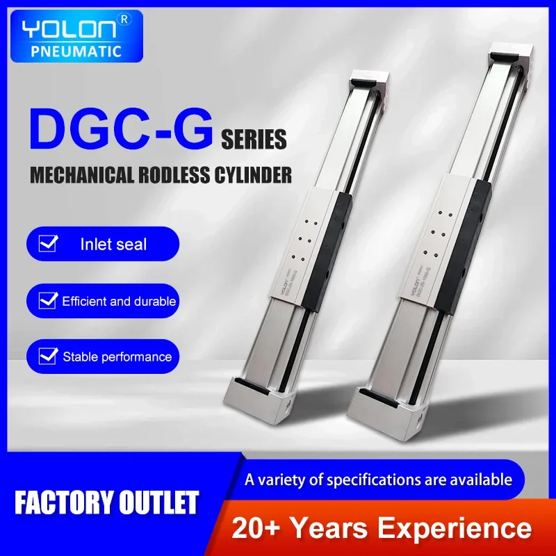 DGC-G Rodless Cylinder New Condition Double Acting Aluminum Air Piston Steel Sizes 18 25 32 63 Core Pneumatic Power  yolon brand