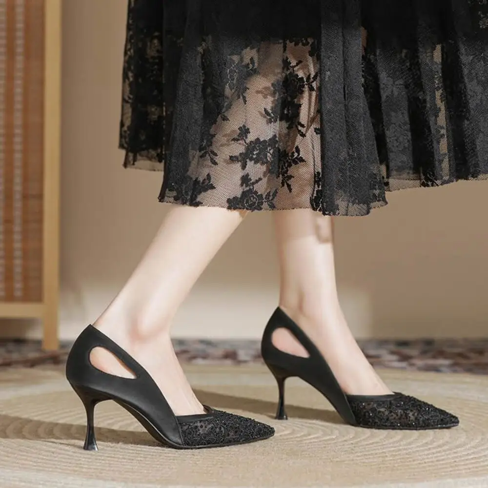 

Comfortable High Heels for Women Summer 2026 New Pointed Toe Slim Heel Mesh Design Niche Popular Single Shoes