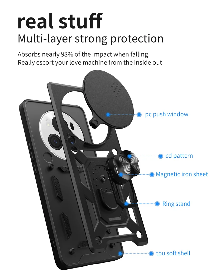 For Honor Magic 5 6 Pro Case Car Magnetic Holder Ring Shockproof Armor Funda For Honor Magic5 Lite Magic6 Pro Lens Protect Cover