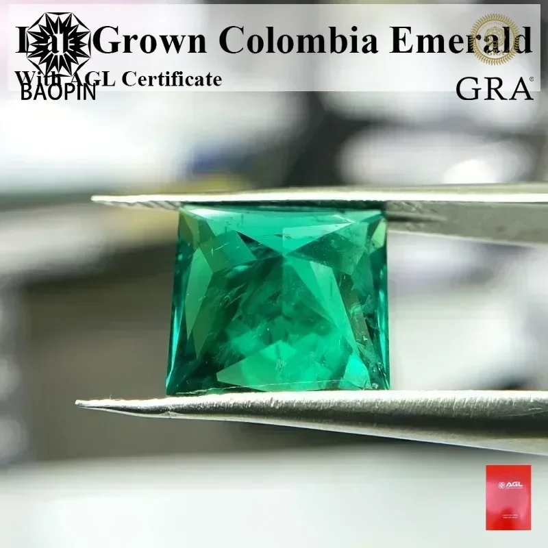 

Lab Grown Colombia Emerald Loose Stone Princess Cut Hydrothermal Gemstones for DIY Jewelry Making Selectable Certificate