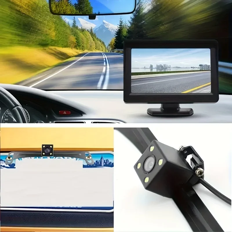 طقم كاميرا مراقبة السيارة Bileeko 4.3 بوصة TFT LCD: نظام الرؤية الخلفية للسيارات/الشاحنات/الالتقاطات/سيارات الدفع الرباعي مع سهولة التركيب
