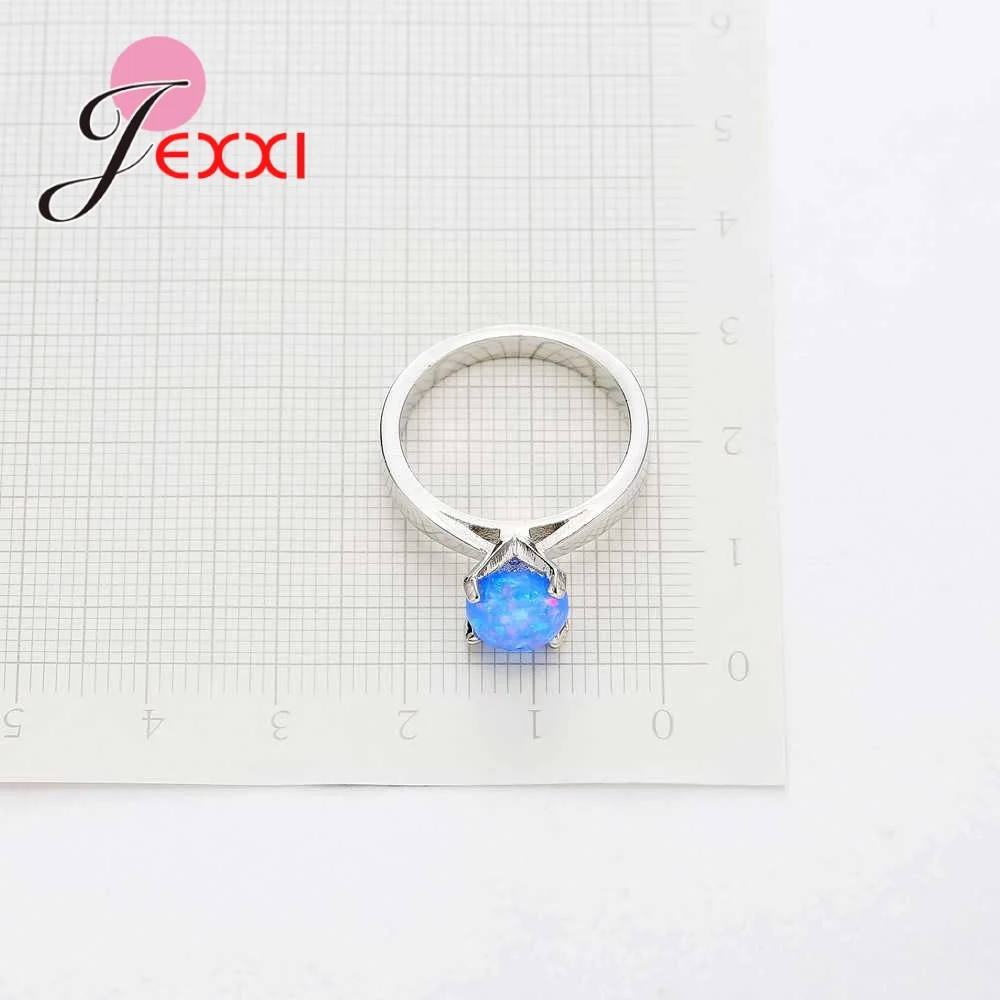 Cao Cấp Thật Nữ Bạc 925 Vòng Đá Opal Nhẫn Mịn Ban Nhạc Nhẫn Thời Trang Trang Sức Cao Cấp Cho Nữ Sỉ