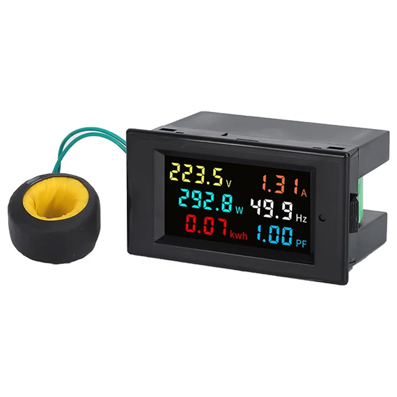 Ingenious-AC 200V-450V 100A LCD Digital Panel Wattmeter Energy Meter With Voltage, Current Display And Frequency Indicator