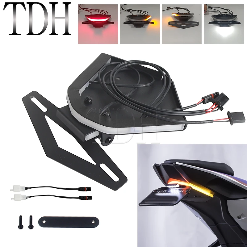 License Plate Holder Frame LED Tail Light Brake Turn Signals Light Integrated For BMW S1000RR S 1000RR 20+ Fender Eliminator Kit