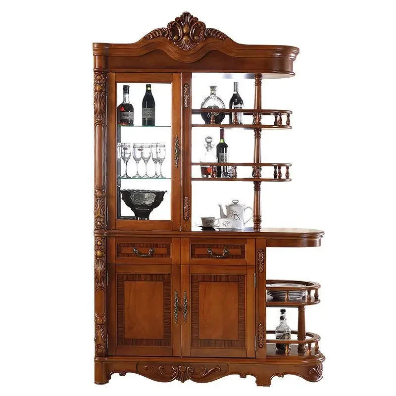 American-style room cabinet, living room wine entry solid wood partition, European-style entrance hall double-sided entrance