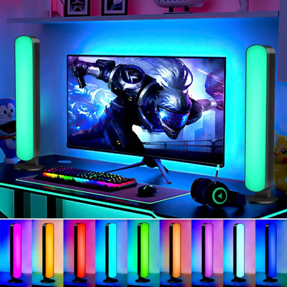 Music Sync LED Night Light Bars RGB Atmosphere Lamp With Remote Control  Gaming TV Bedroom Decoration Desktop Lamp Chainsaw man