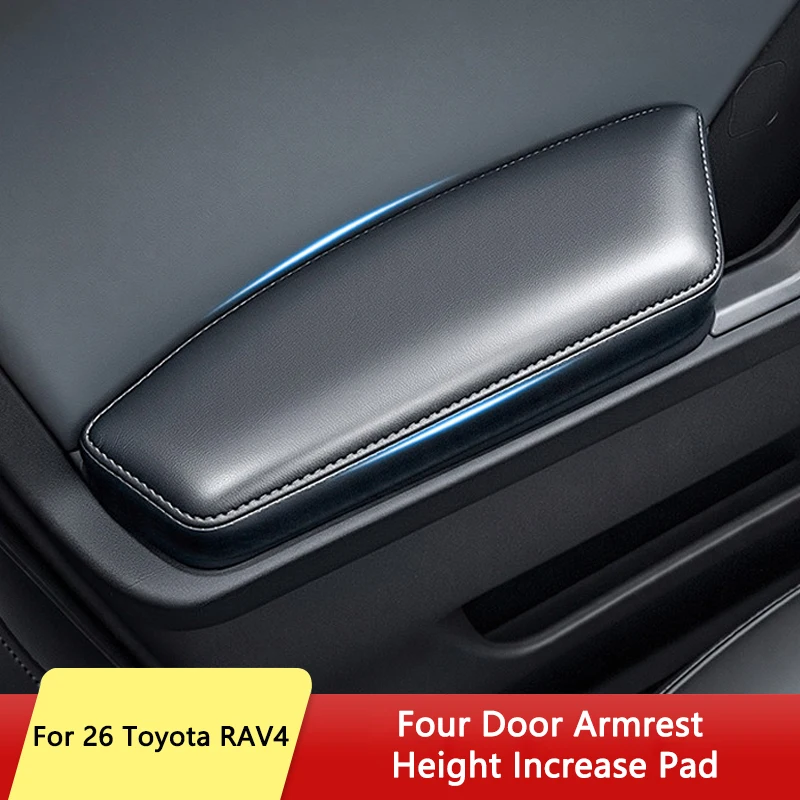 Door Armrest Heighten Pad Elbow Support Leather + Foam Door Handle Protector Door Armrest Height Increased For Toyota RAV4 2026+