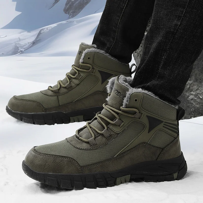 Winter Boots for Men 2023 Warm Plush Outdoor Waterproof Hiking Sneakers High-top Casual Men Shoes Non-slip Ankle Boots Hombre