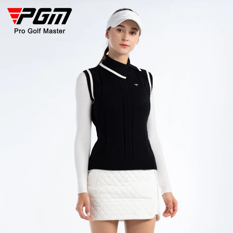 PGM Golf Clothing Women's Woolen Tank Top Round Neck Hooded Sweater Warm Knitted Sweater Classic Versatile