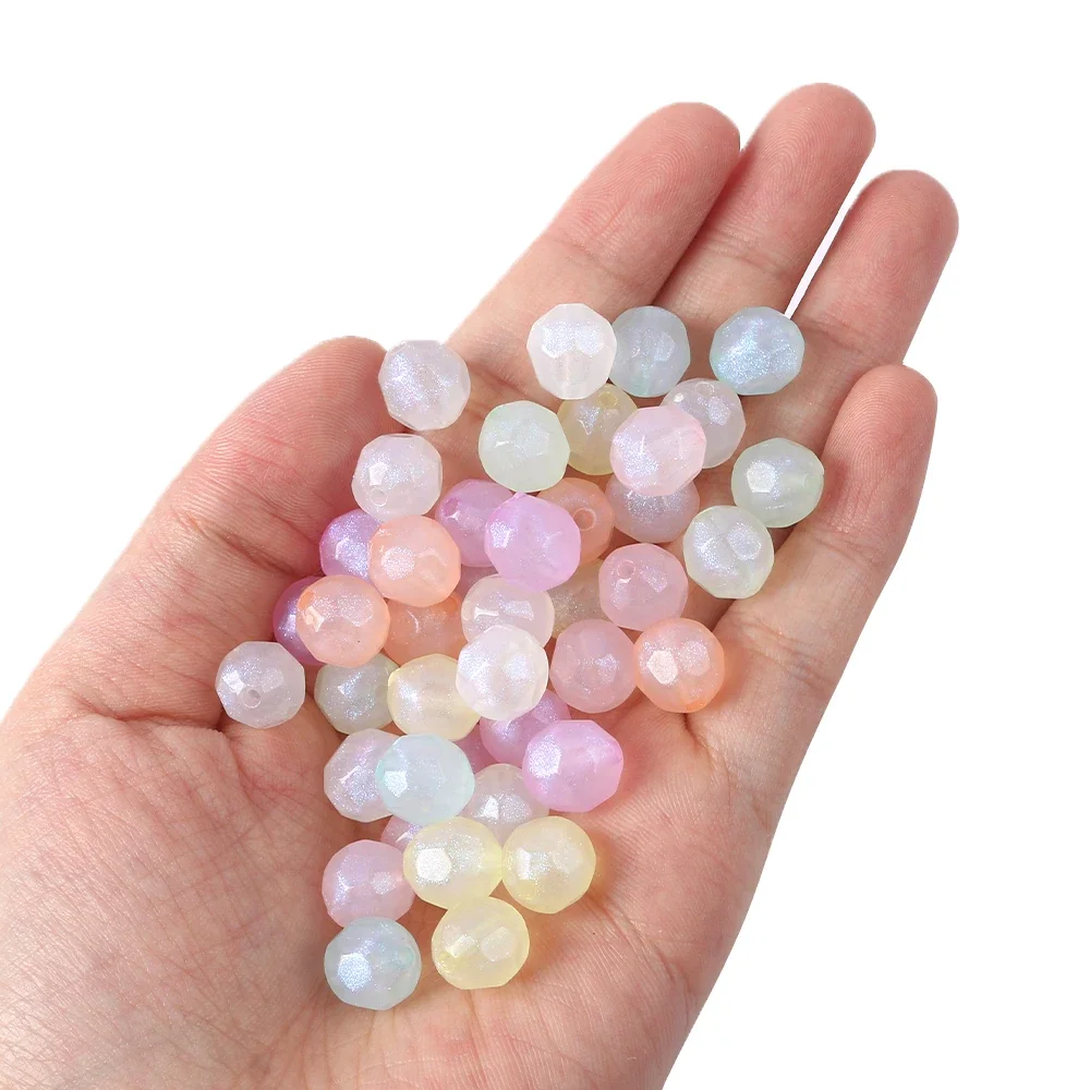 30pcs 10mm Faced Football Acrylic Mermaid Poreless Loose Beads Handmade DIY Phone Case Decorative Materials Jewelry Accessories