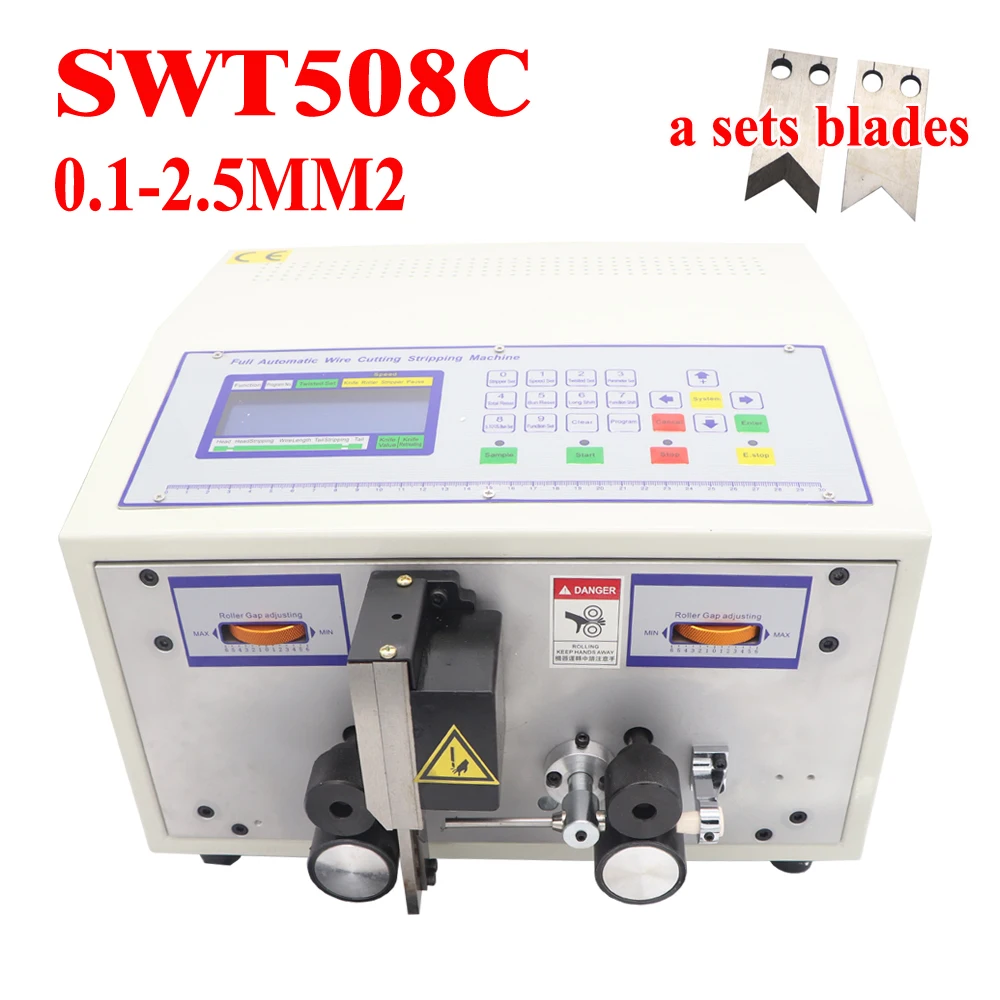 SWT508C Electric Wire Stripping Cutting Machine with Blade Portable 0.1 to 2.5mm2 160W Cable Stripper for PVC, Teflon, Glass