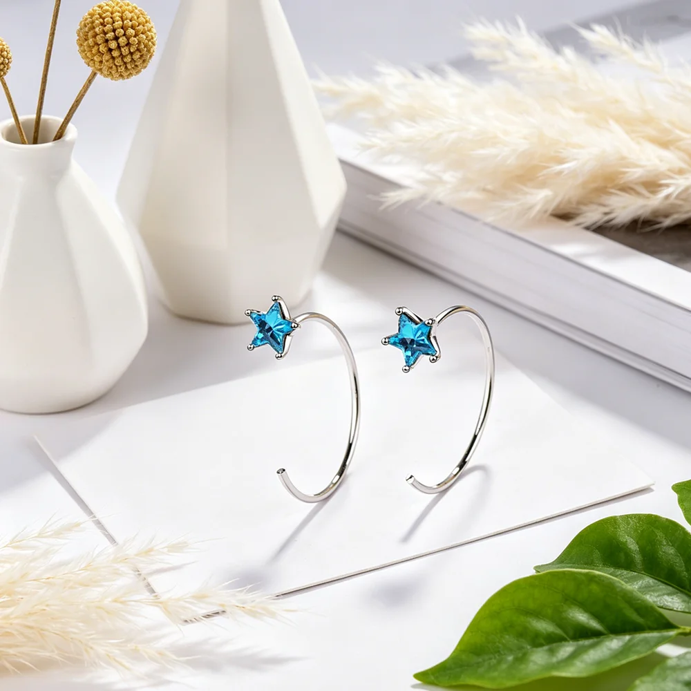 New Arrival 925 Sterling Silver Stud Earrings For Women Trendy Star Degisn Good Quality Women Girls Party Appointment Jewelry