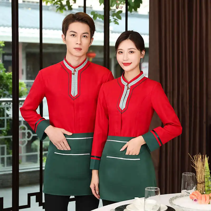 Lightning Delivery Name Family Style Clothing Restaurant Waiter Long Sleeve Men's And Women's Hotel Group Clothes