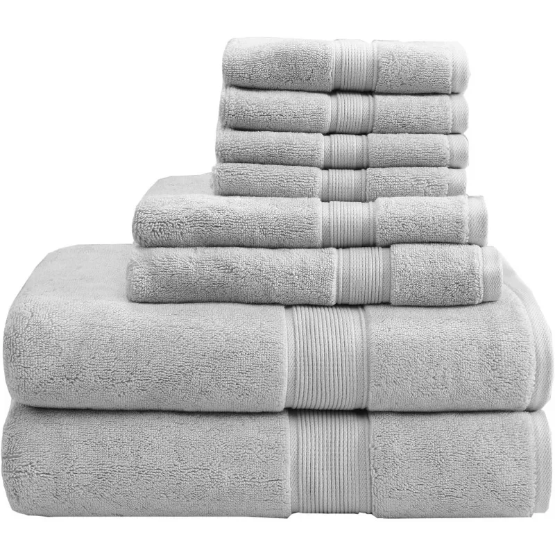 

Park Signature 800GSM Bathroom Towel Set of 8 100% Cotton Bath Towel Set for Bathroom Luxurious Highly Absorbent 2 Bath Towels