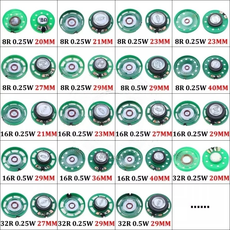 10PCS Environmentally Friendly Toy Speaker 21/23/27/29/36MM 8/16/32 0.25/0.5W External Magnetic Speaker