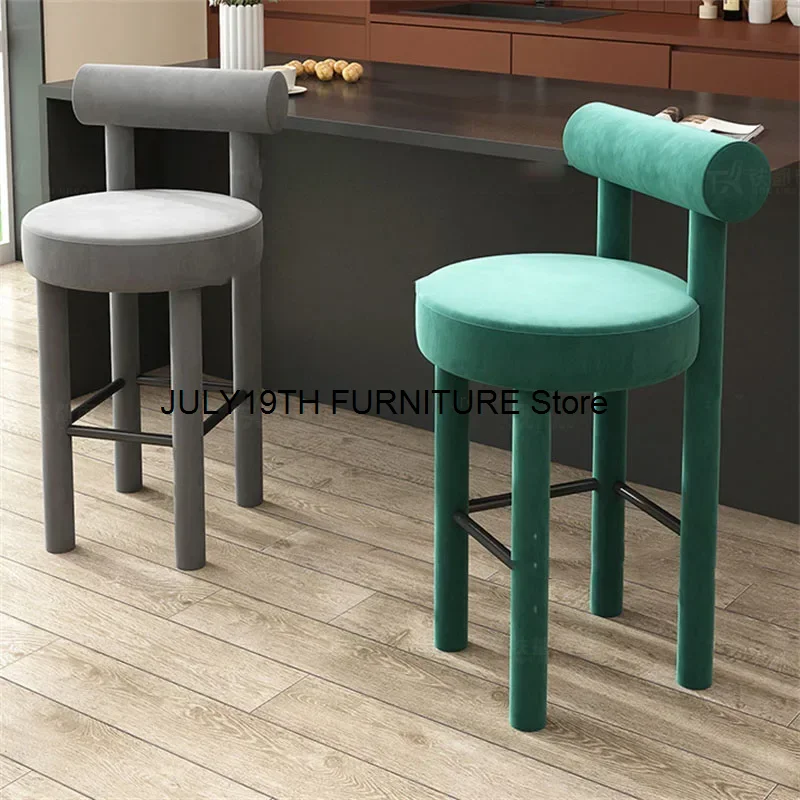 Sillas de Bar minimalistas modernas, taburete de Bar ligero de terciopelo de lujo, tocador de maquillaje para el hogar, taburetes altos, mesa alta, silla de Bar