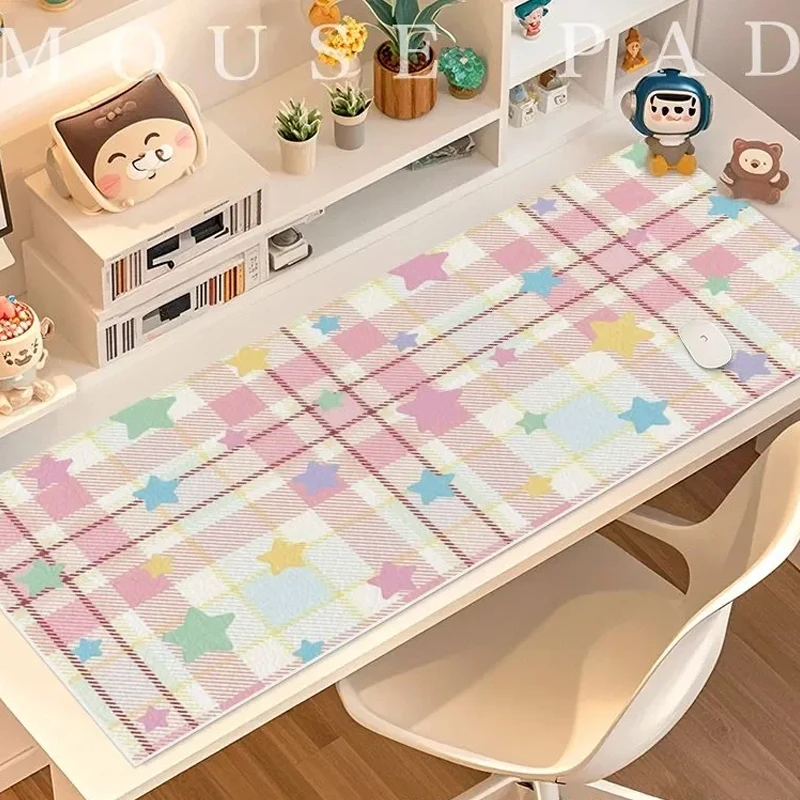 Colorful Grid Stars Pu Leather Mousepad Office Desk Mat Mouse Pad Computer Speed Type Carpet Mat Player Laptop Keyboard Cartoo