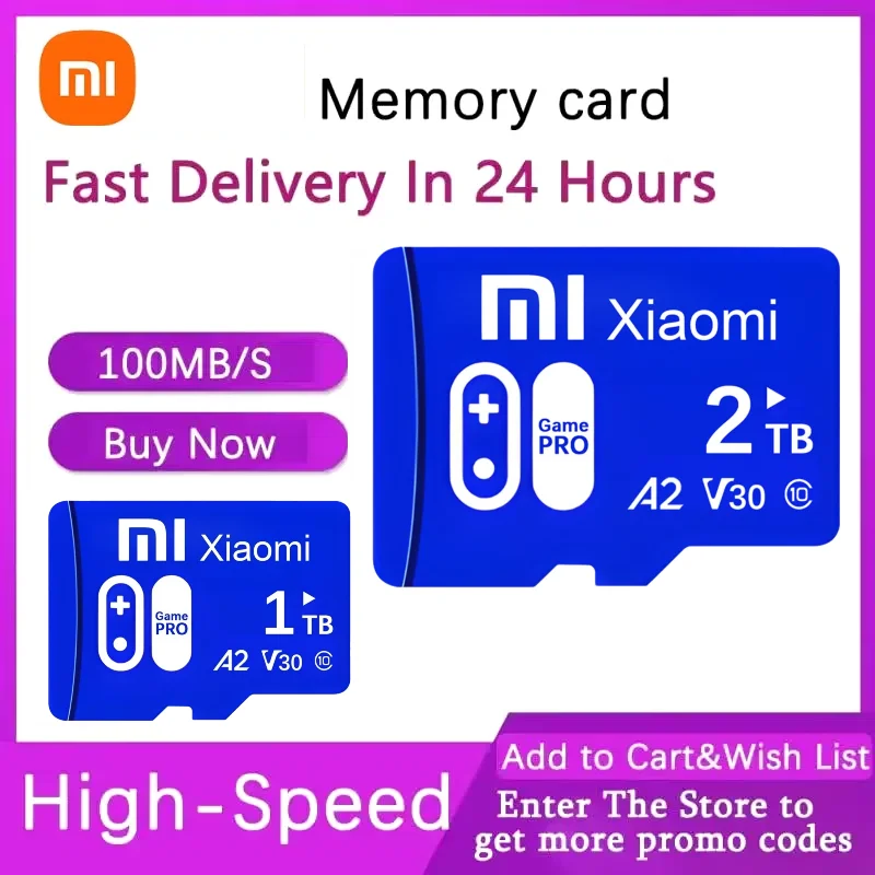 Original Xiaomi 2TB ความเร็วสูง 1TB 512GB 256GB Class 10 Micro TF SD การ์ด 128GB TF Card สําหรับ Nintendo SWITCH Ps4 โทรศัพท์