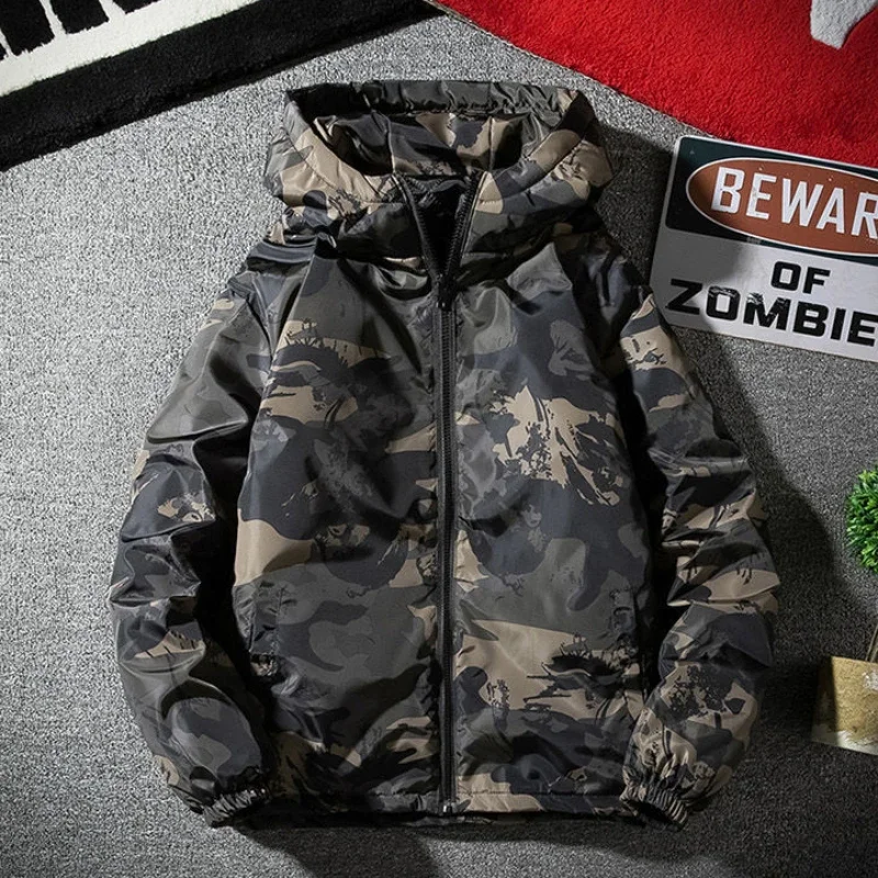 Parkas Camouflage Man Padded Coat Casual Down Jackets for Men Quilted Padding Youthful Clothes Vintage Outerwear in Promotion