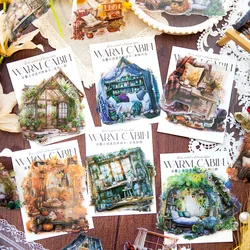 Paquete de pegatinas decorativas de la serie de cabina cálida, etiqueta de álbum de recortes, diario, planificador, planta Retro, 10 piezas