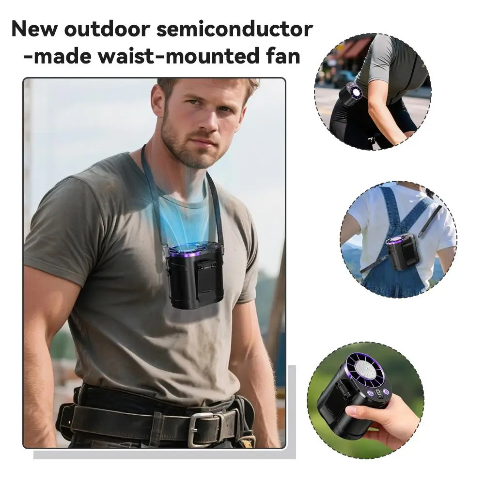 Portable Waist Mounted Fan Semiconductor Cooling Personal Air Conditioner 3000mAh Turbo Outdoor Working Cooling Fan image 5