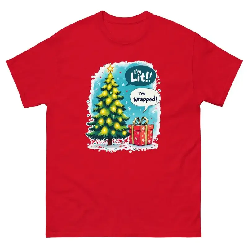 I'M Lit Wrapped Christmas Xmas Funny T Shirt