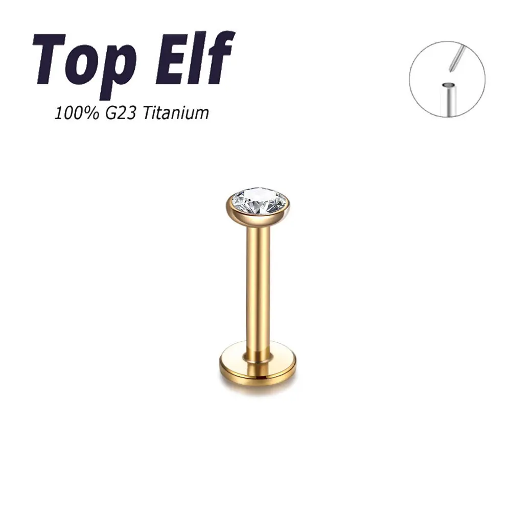 1/10/50PC G23 ASTM F136 Titanium Push In Style Lip Labret Piercing Colorful CZ Crystal Ear Helix Piercings Jewelry 16g 18g 20g
